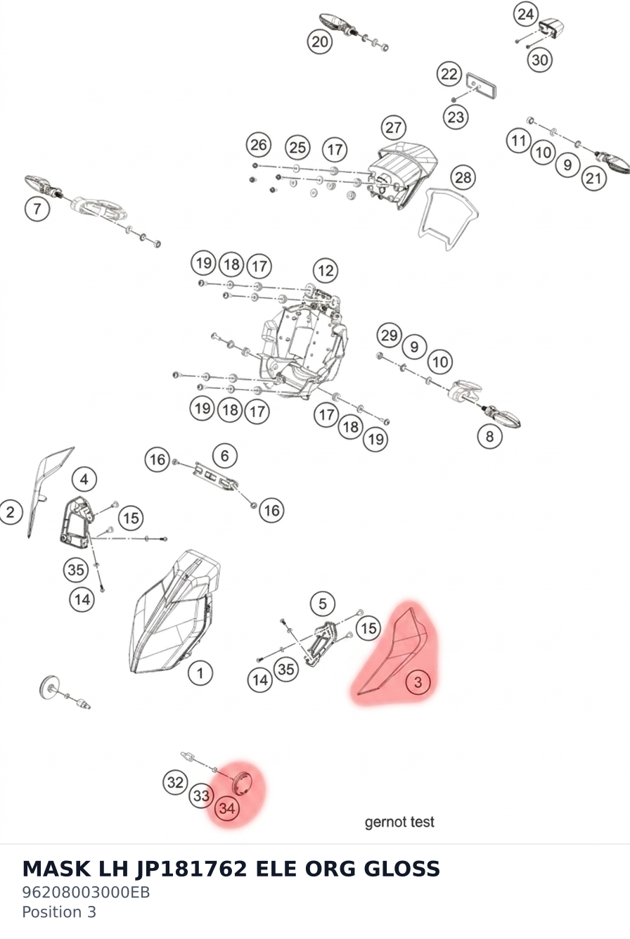 Diagram preview: MASK LH JP181762 ELE ORG GLOSS (96208003000EB)
