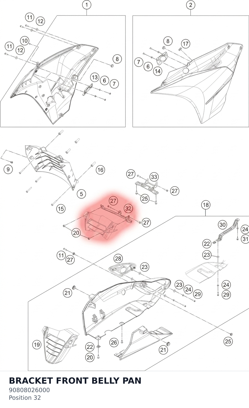 Diagram preview: BRACKET FRONT BELLY PAN (90808026000)