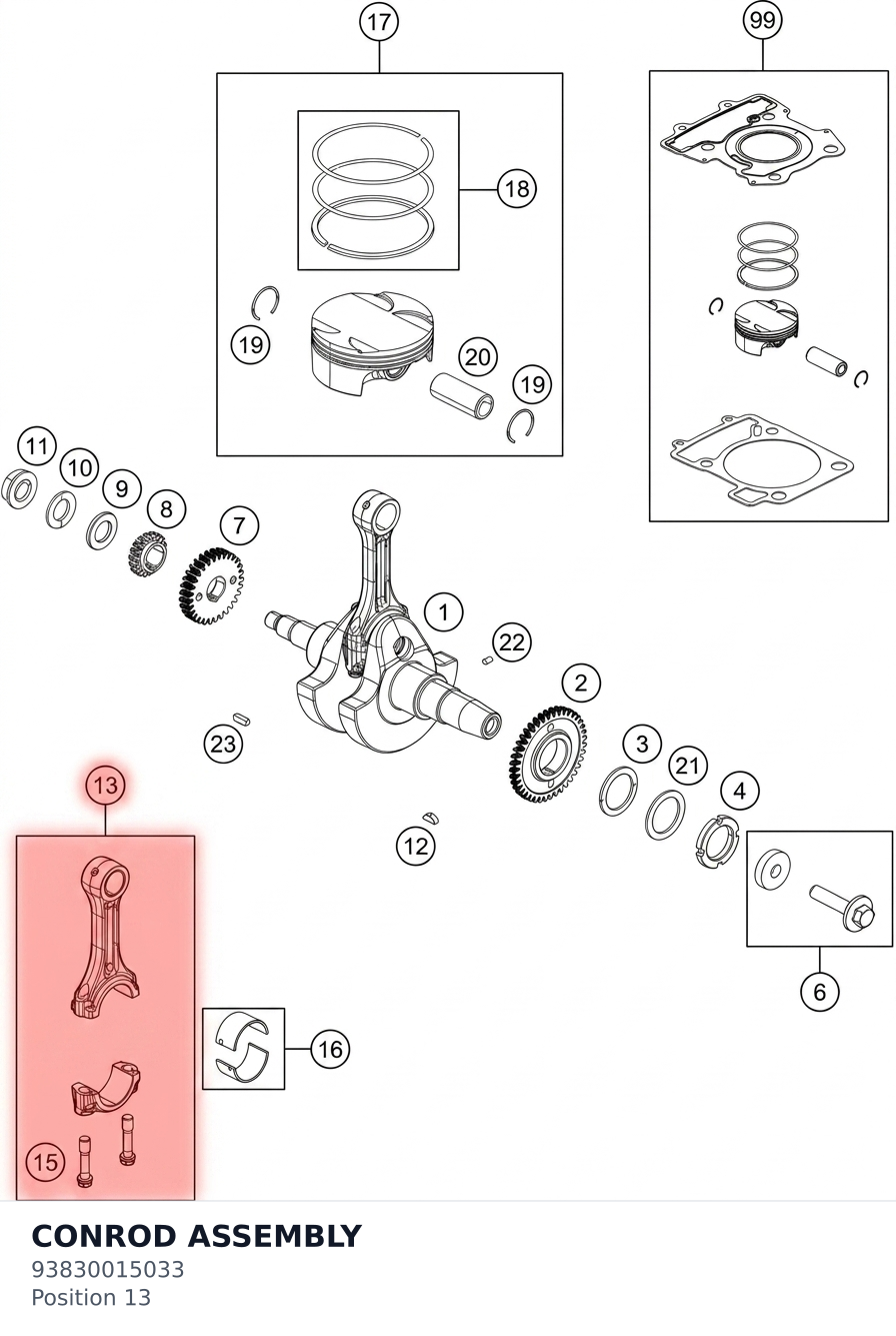 Diagram preview: CONROD ASSEMBLY (93830015033)