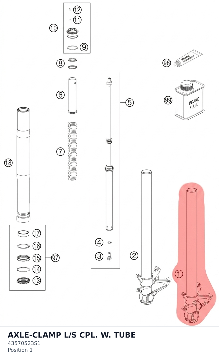 Diagram preview: AXLE-CLAMP L/S CPL. W. TUBE (43570523S1)