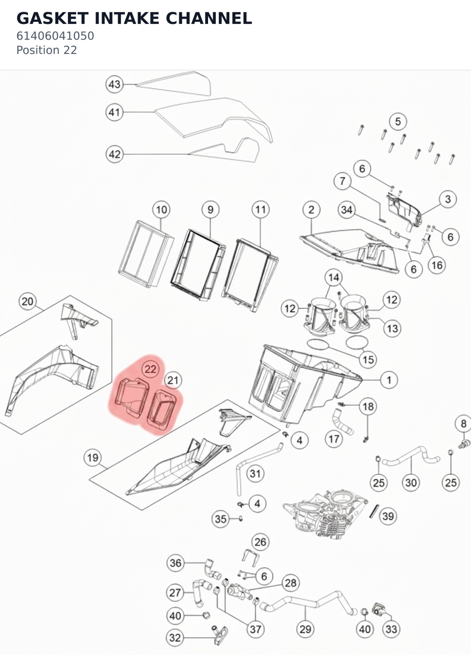 Diagram preview: GASKET INTAKE CHANNEL (61406041050)