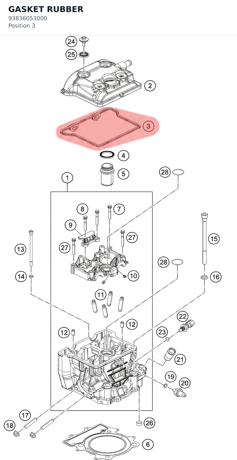 Diagram preview: GASKET RUBBER (93836053000)