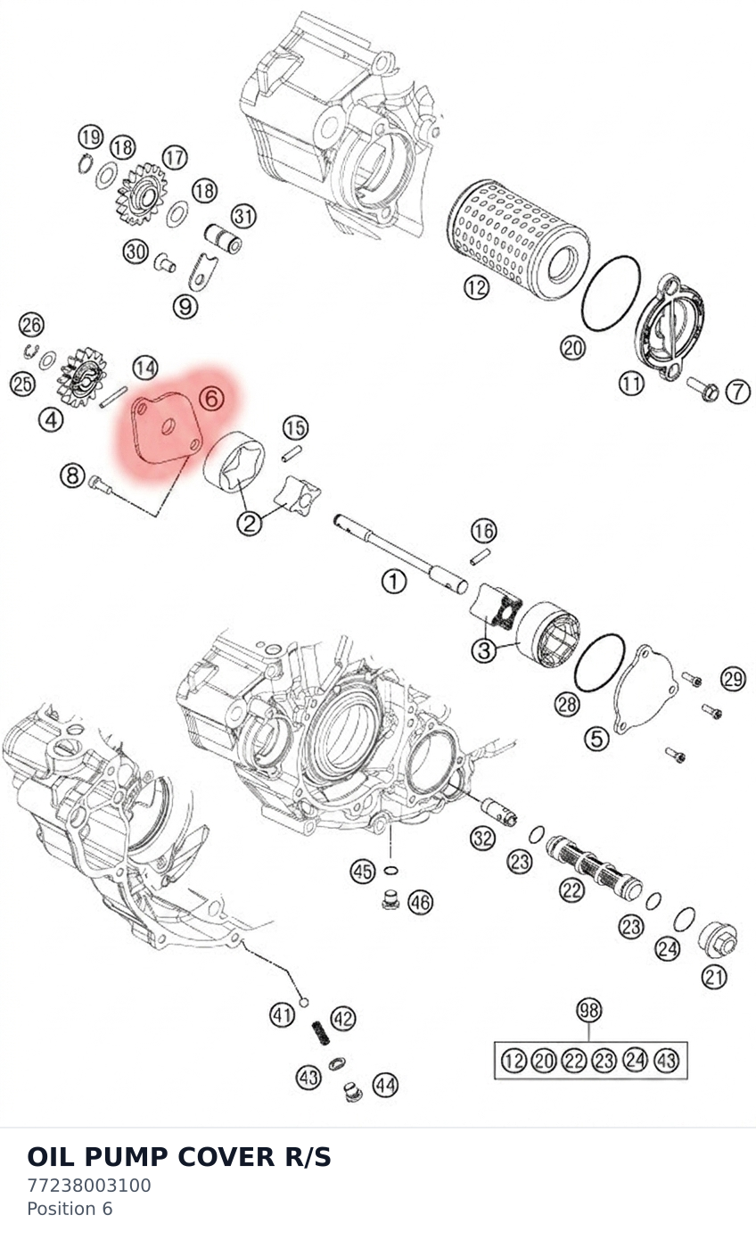 Diagram preview: OIL PUMP COVER R/S (77238003100)