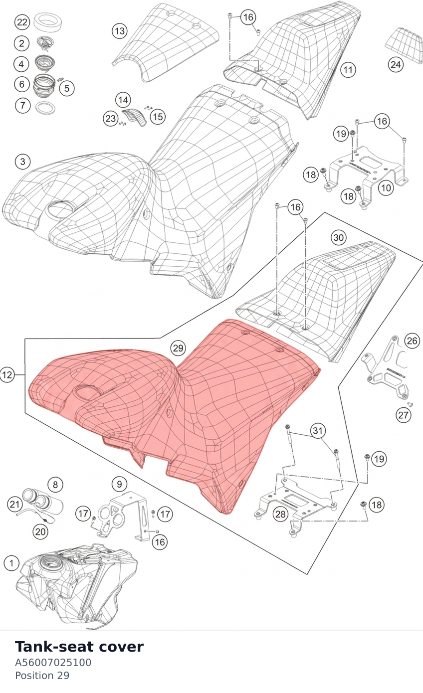 Diagram preview: Tank-seat cover (A56007025100)