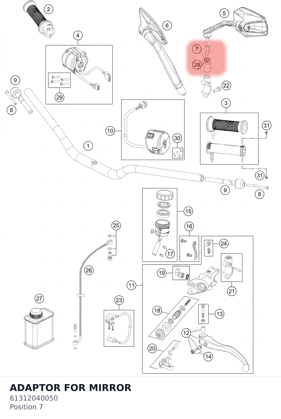 Diagram preview: ADAPTOR FOR MIRROR (61312040050)