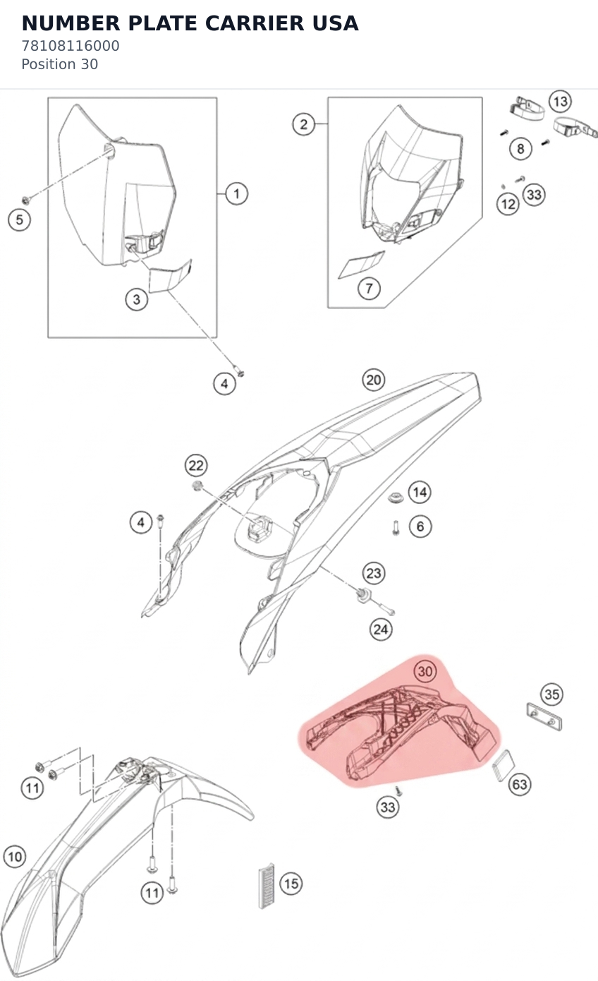 Diagram preview: NUMBER PLATE CARRIER USA (78108116000)