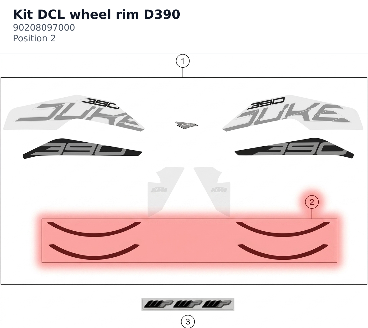 Diagram preview: Kit DCL wheel rim D390 (90208097000)
