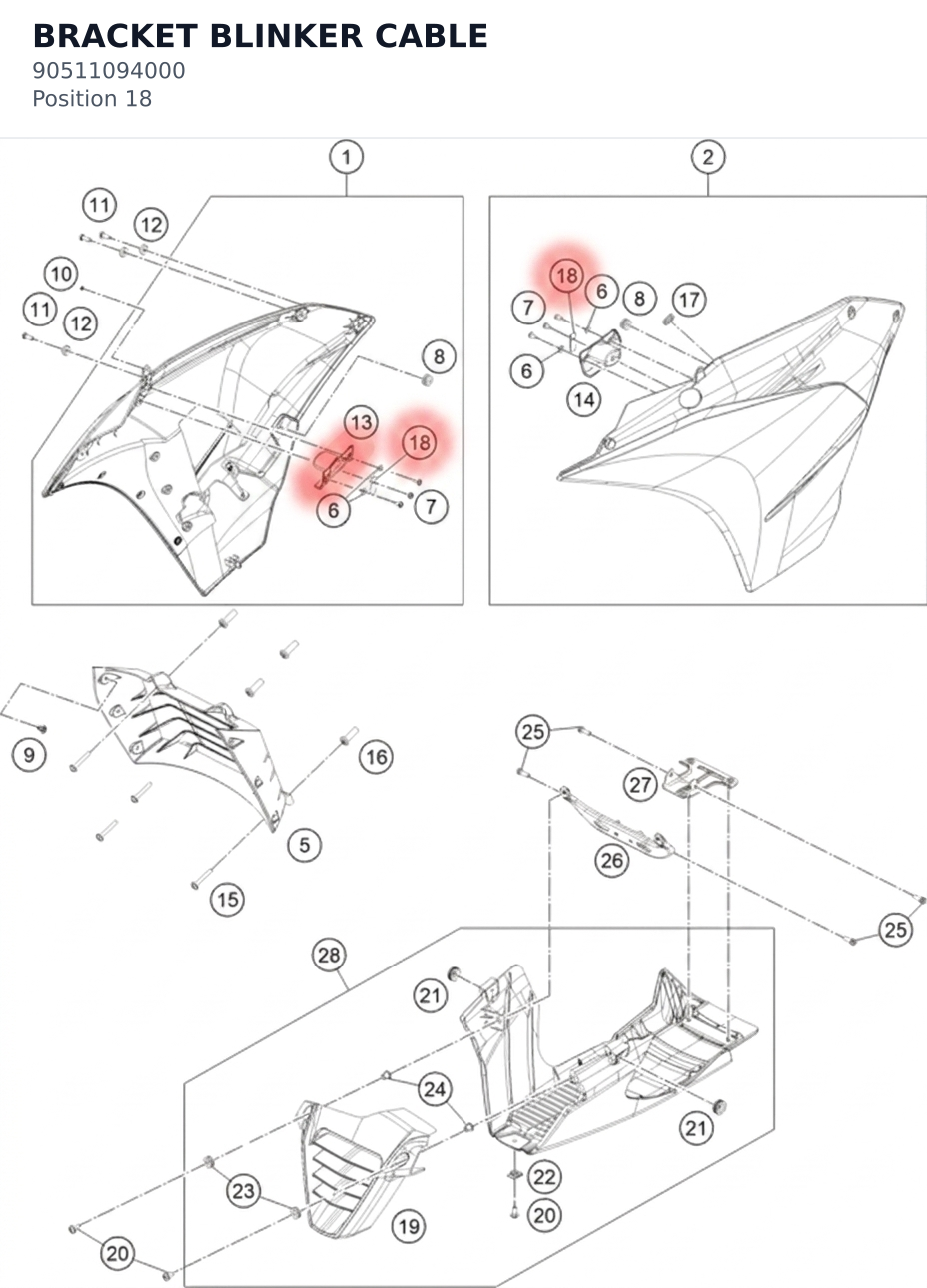 Diagram preview: BRACKET BLINKER CABLE (90511094000)