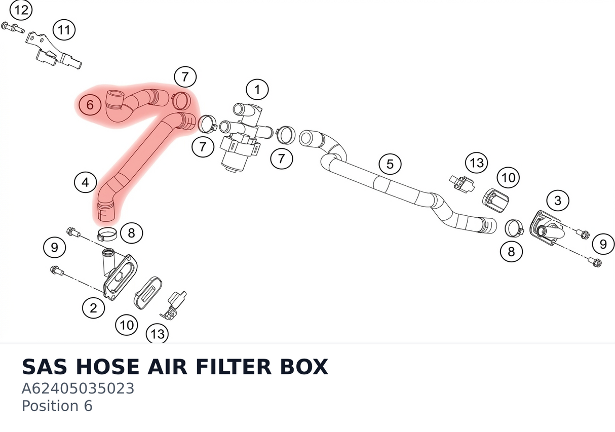 Diagram preview: SAS HOSE AIR FILTER BOX (A62405035023)