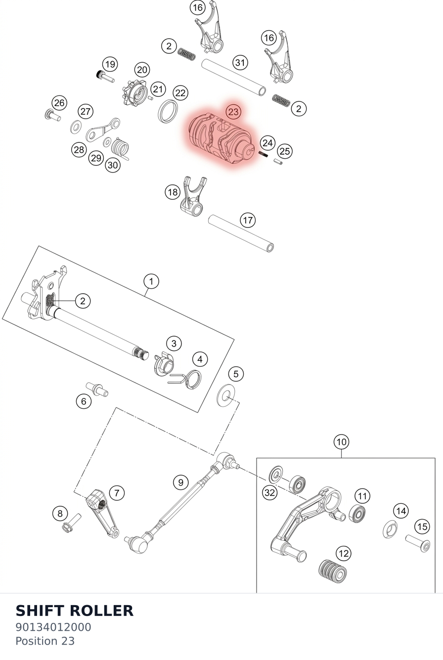 Diagram preview: SHIFT ROLLER (90134012000)