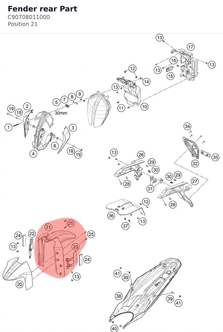 Diagram preview: Fender rear Part (C90708011000)