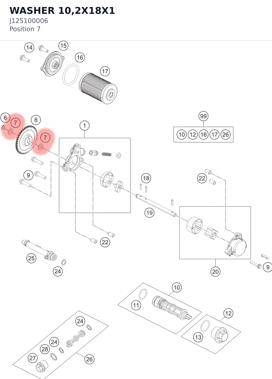 Diagram preview: WASHER 10,2X18X1 (J125100006)