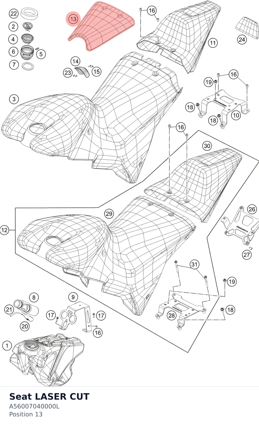 Diagram preview: Seat LASER CUT (A56007040000L)
