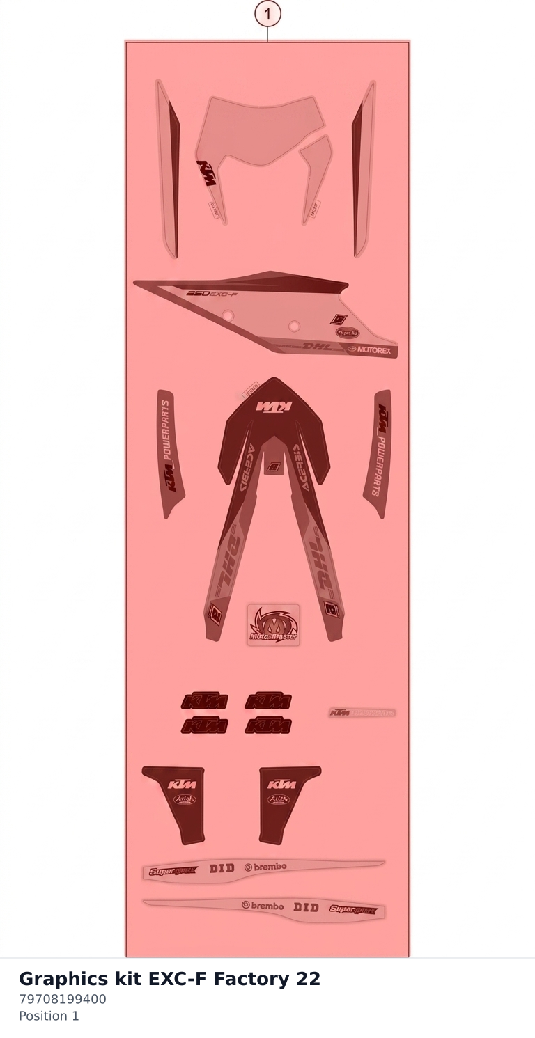 Diagram preview: Graphics kit EXC-F Factory 22 (79708199400)