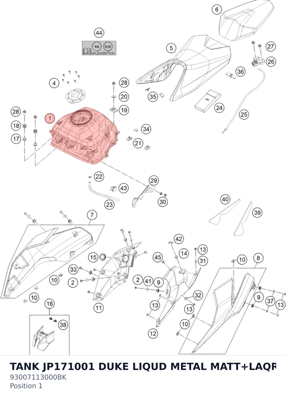 Diagram preview: TANK JP171001 DUKE LIQUD METAL MATT+LAQR (93007113000BK)