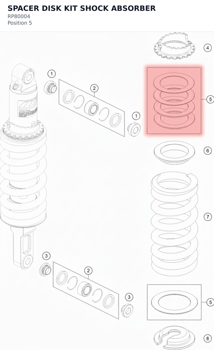 Diagram preview: SPACER DISK KIT SHOCK ABSORBER (RP80004)