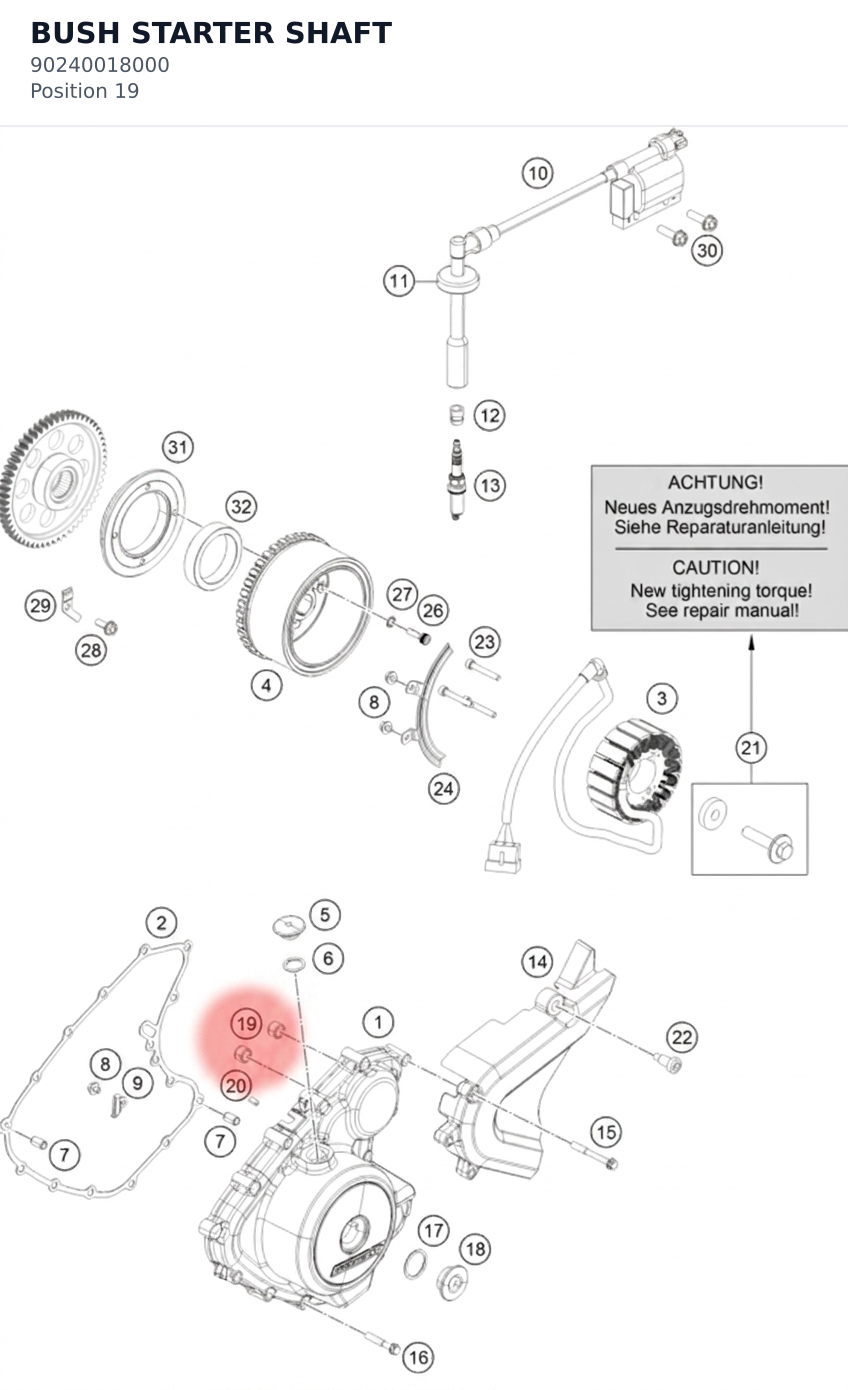 Diagram preview: BUSH STARTER SHAFT (90240018000)