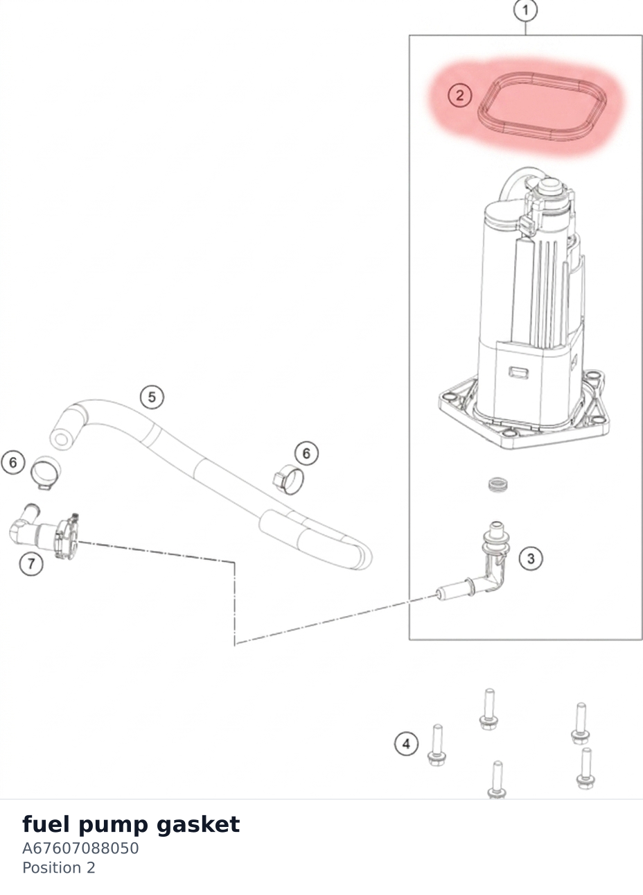 Diagram preview: fuel pump gasket (A67607088050)