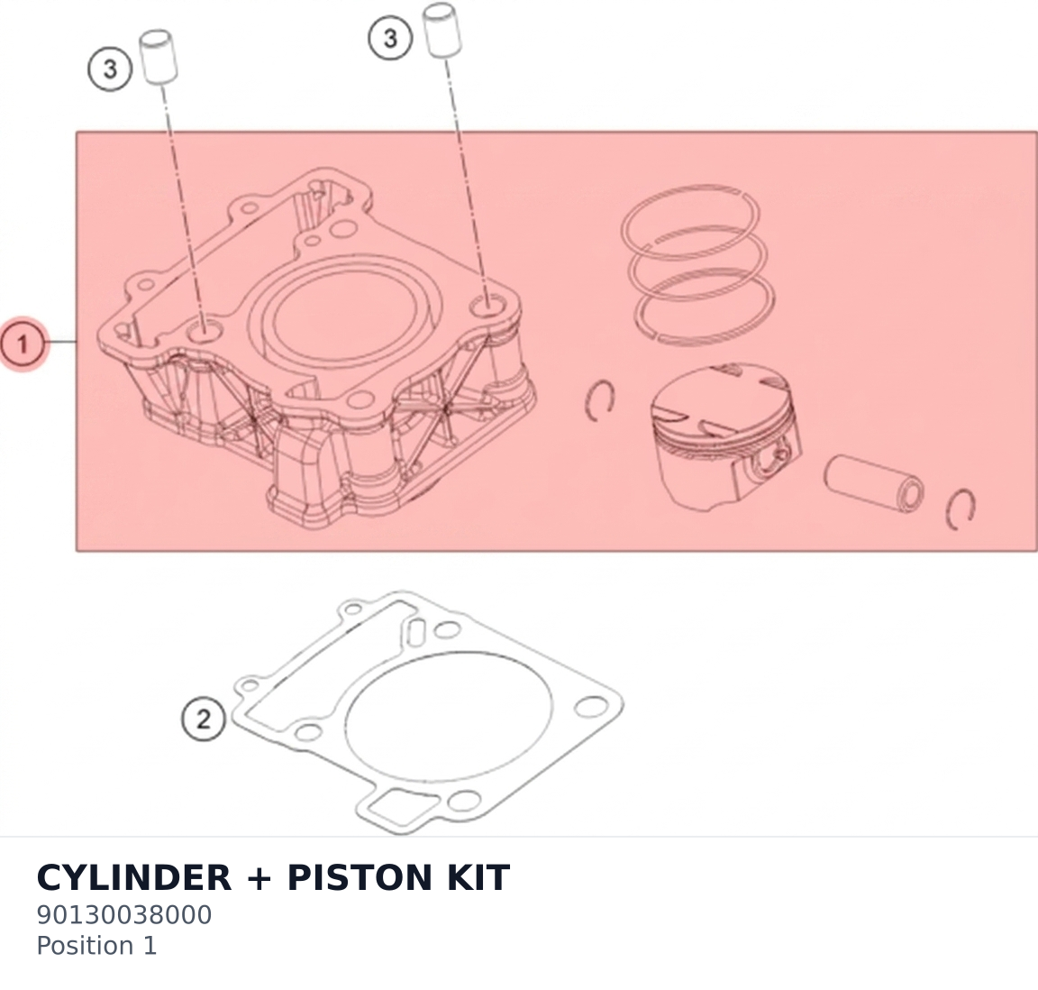 Diagram preview: CYLINDER + PISTON KIT (90130038000)