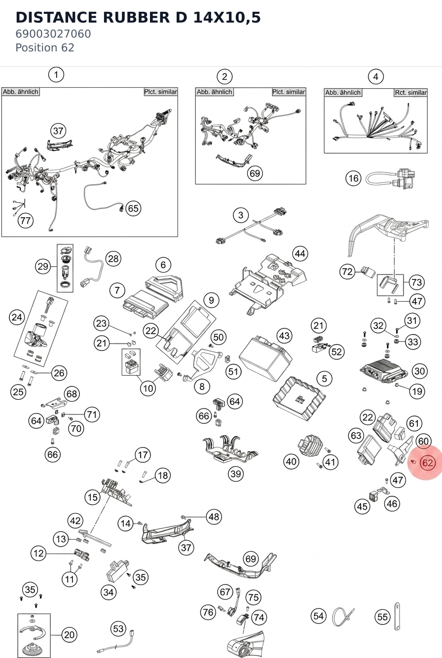 Diagram preview: DISTANCE RUBBER D 14X10,5 (69003027060)
