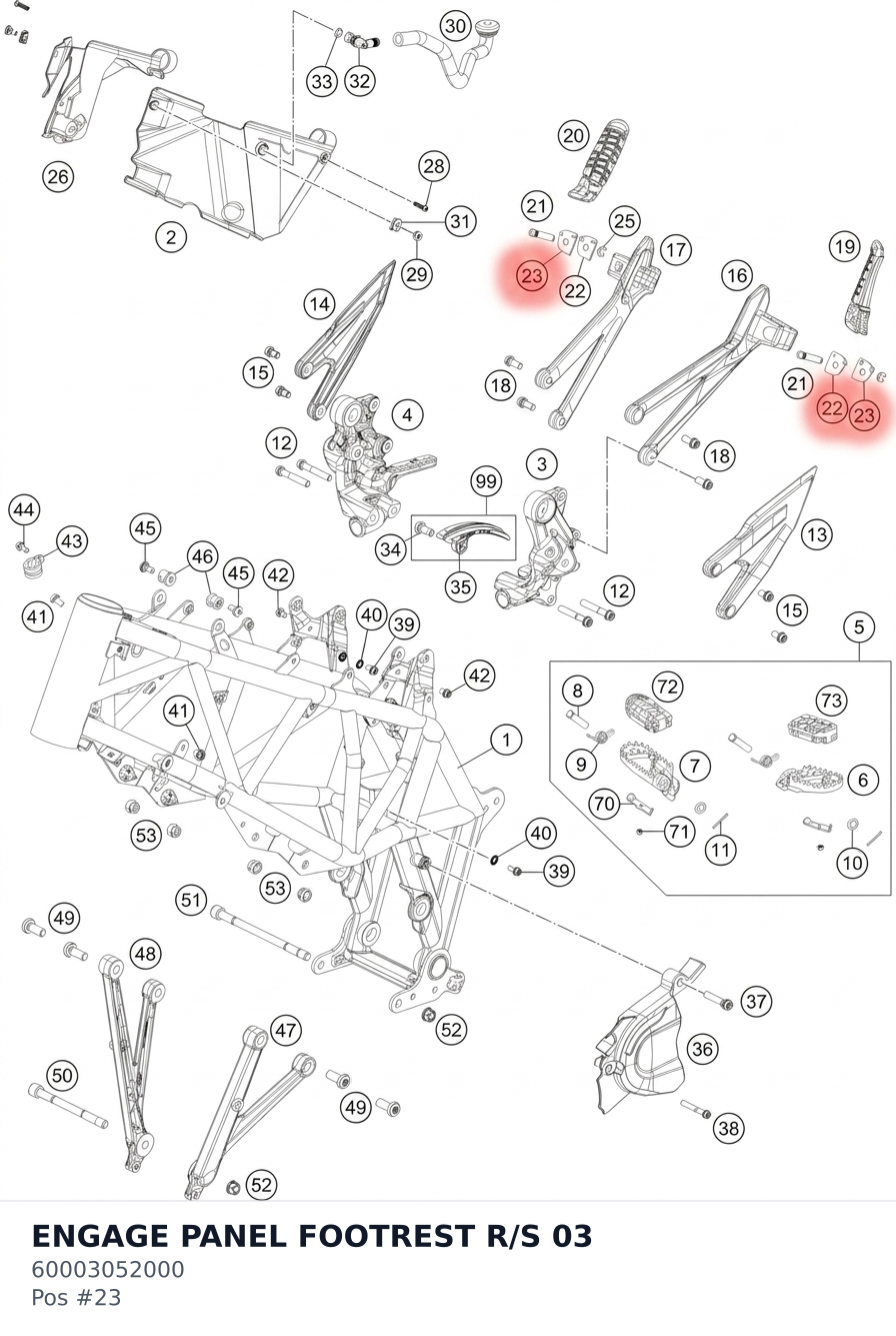 Diagram preview: ENGAGE PANEL FOOTREST R/S 03 (60003052000)