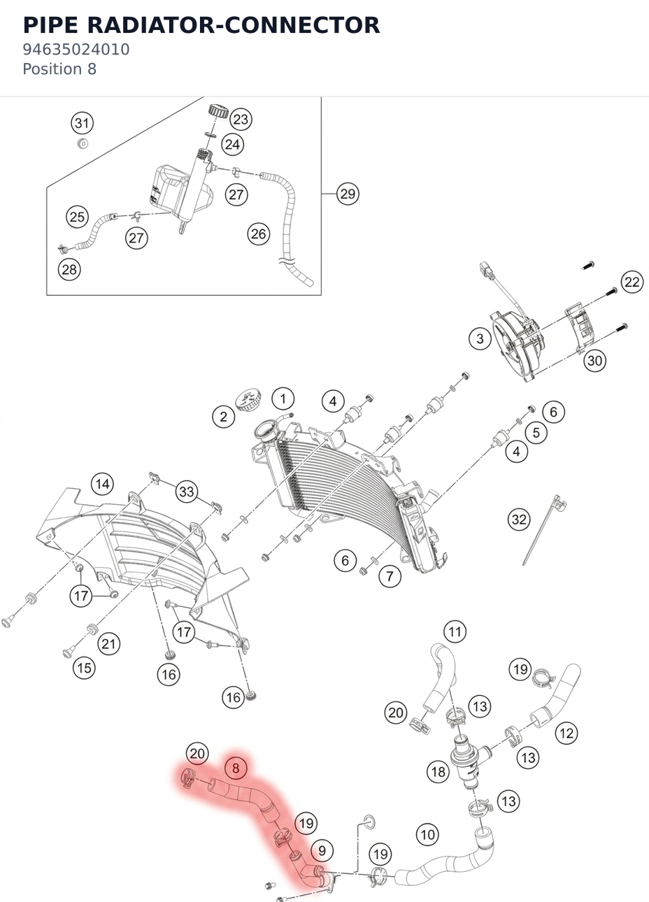 Diagram preview: PIPE RADIATOR-CONNECTOR (94635024010)