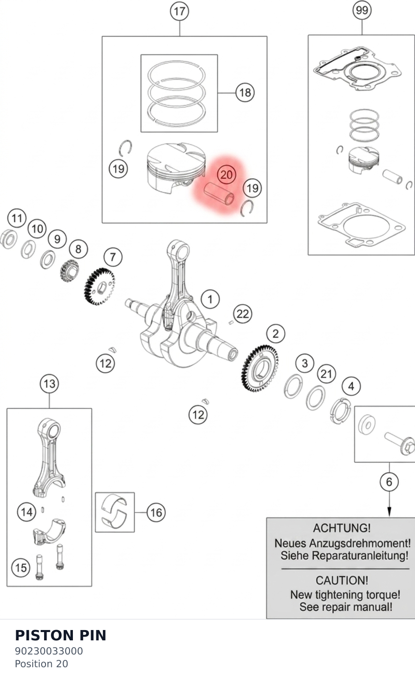 Diagram preview: PISTON PIN (90230033000)