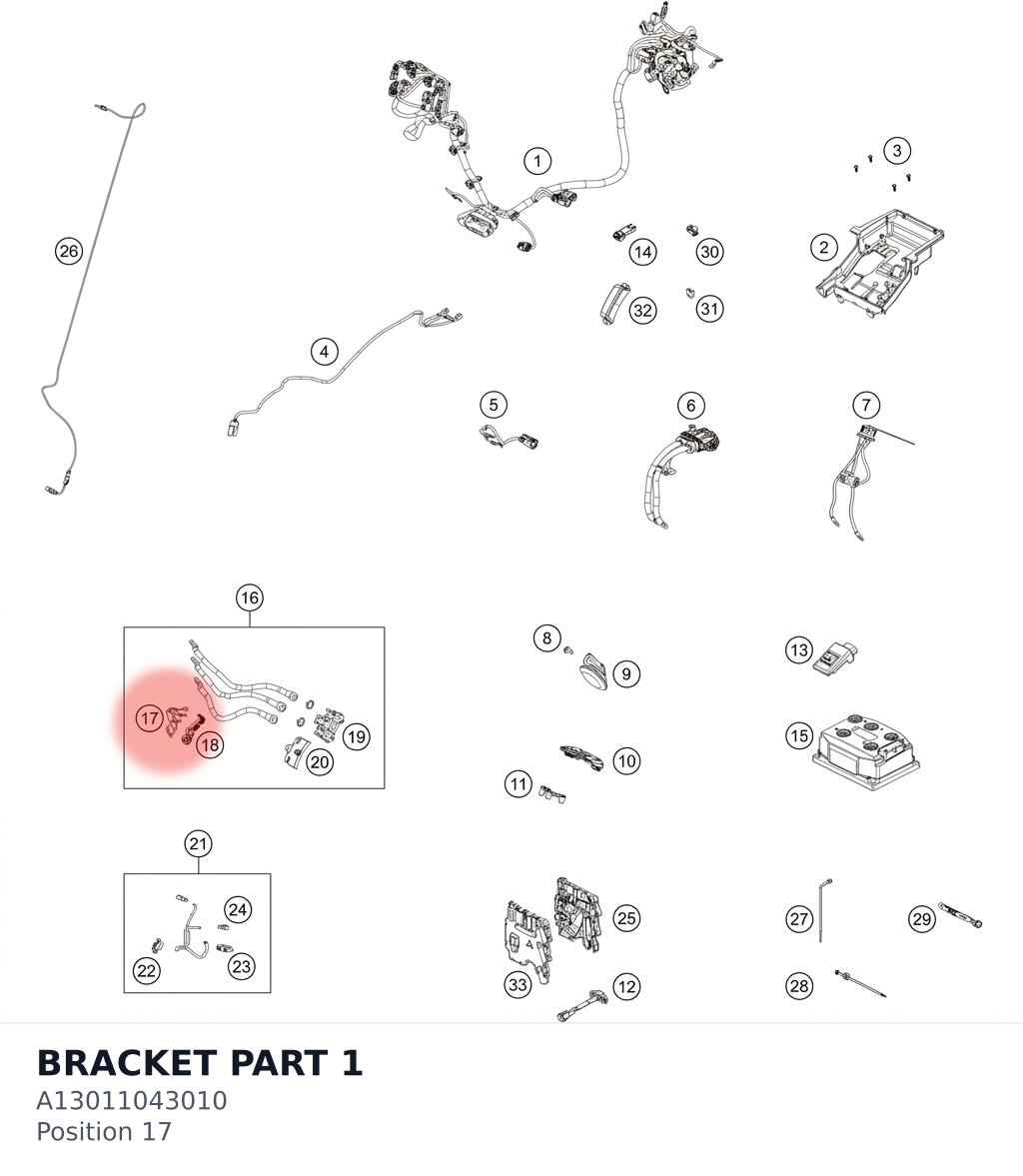 Diagram preview: BRACKET PART 1 (A13011043010)