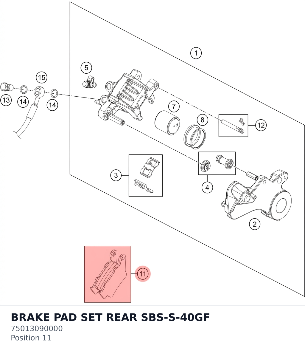 Diagram preview: BRAKE PAD SET REAR SBS-S-40GF (75013090000)