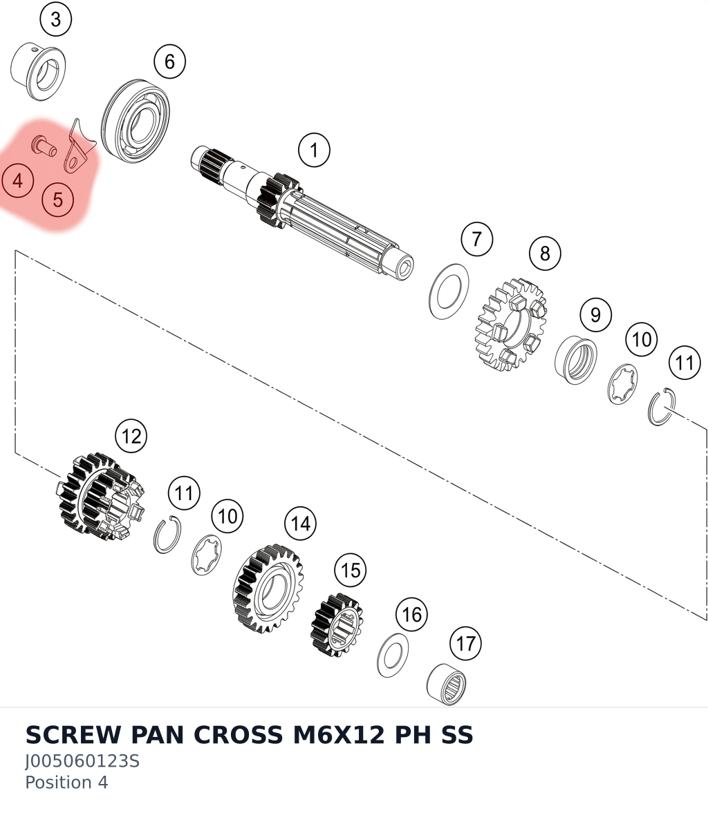 Diagram preview: SCREW PAN CROSS M6X12 PH SS (J005060123S)