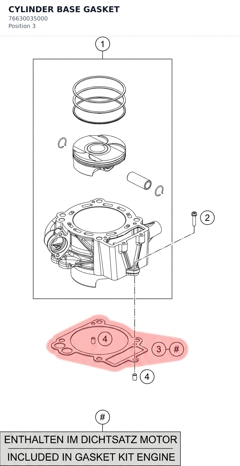 Diagram preview: CYLINDER BASE GASKET (76630035000)