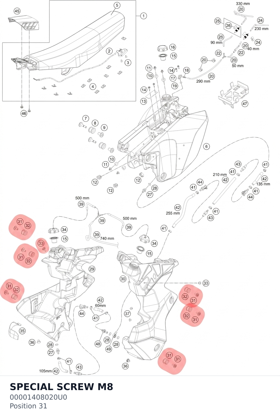 Diagram preview: SPECIAL SCREW M8 (00001408020U0)