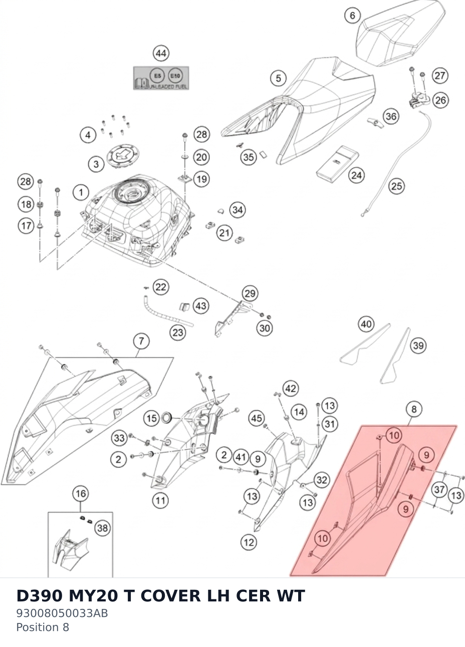 Diagram preview: D390 MY20 T COVER LH CER WT (93008050033AB)