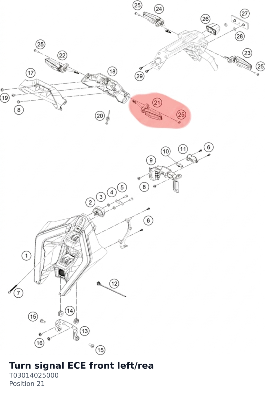 Diagram preview: Turn signal ECE front left/rea (T03014025000)