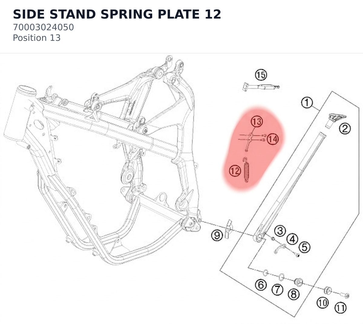 Diagram preview: SIDE STAND SPRING PLATE 12 (70003024050)