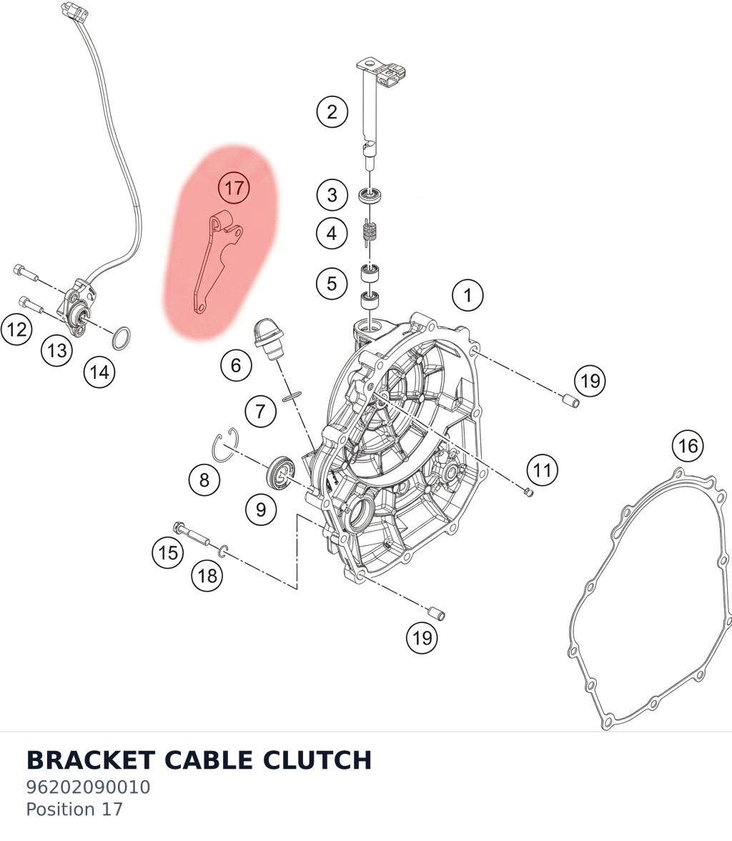 Diagram preview: BRACKET CABLE CLUTCH (96202090010)