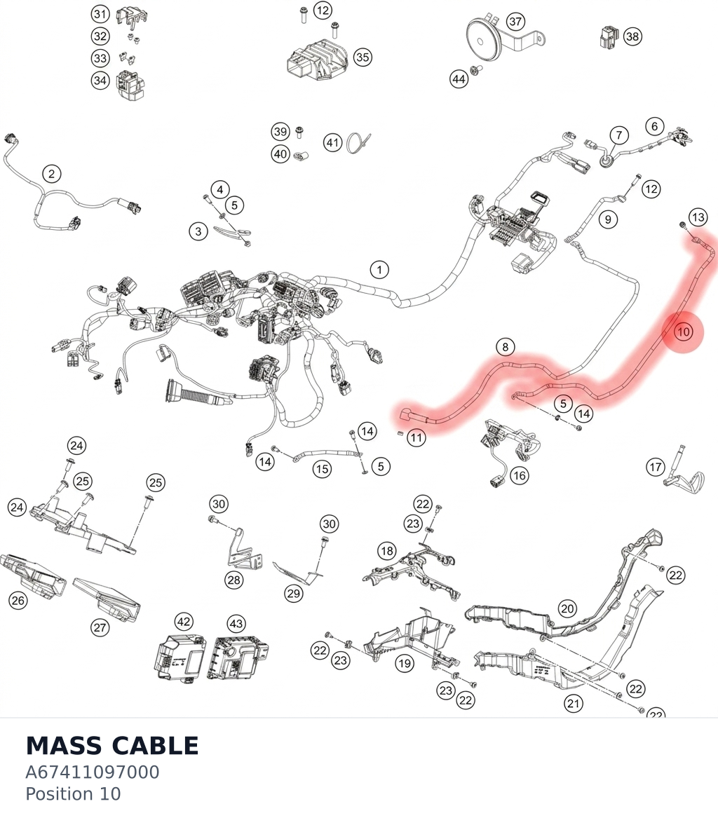 Diagram preview: MASS CABLE (A67411097000)