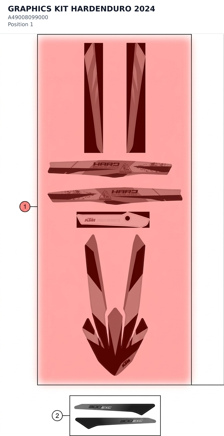 Diagram preview: GRAPHICS KIT HARDENDURO 2024 (A49008099000)