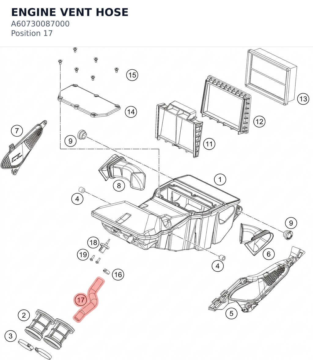 Diagram preview: ENGINE VENT HOSE (A60730087000)