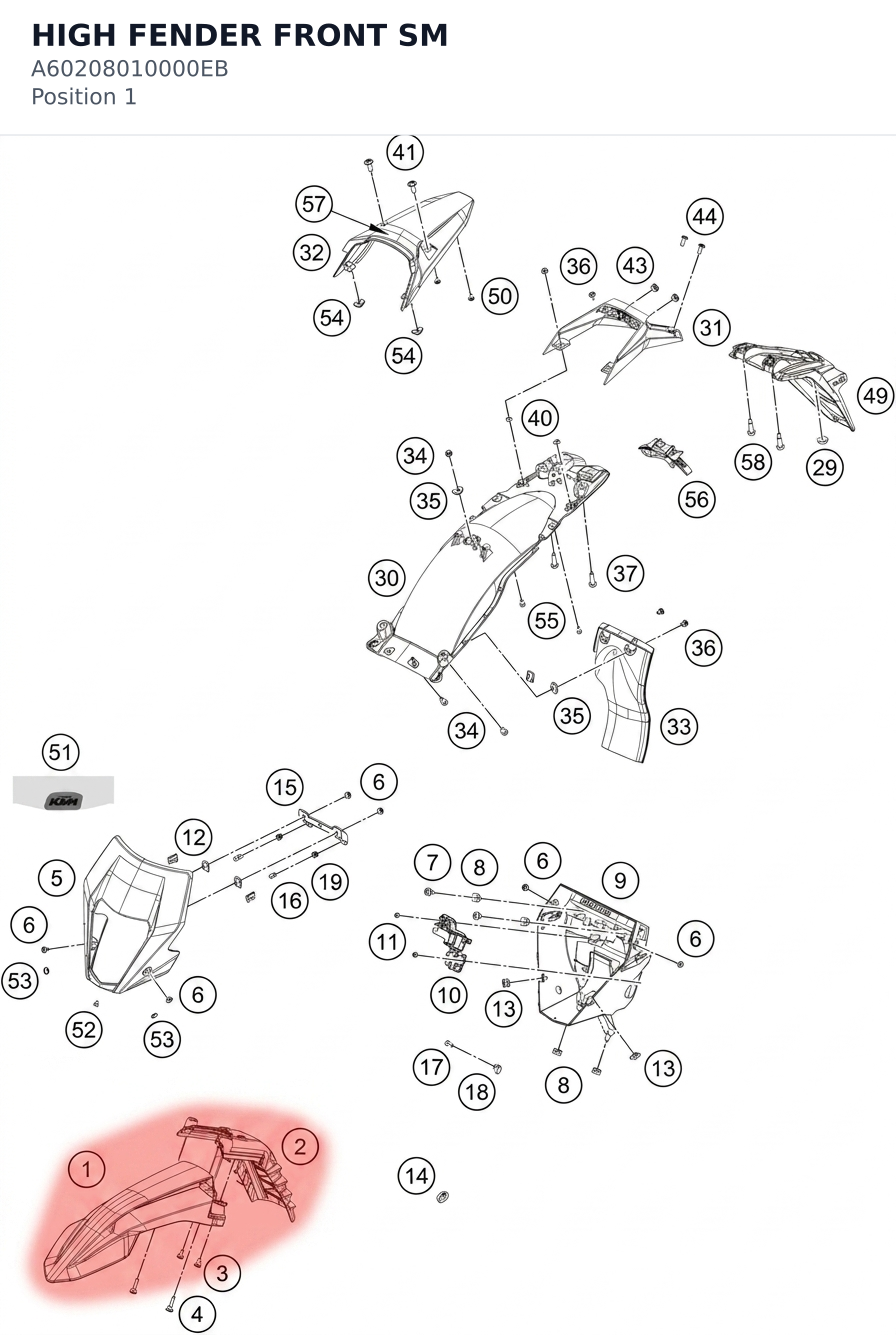 Diagram preview: HIGH FENDER FRONT SM (A60208010000EB)