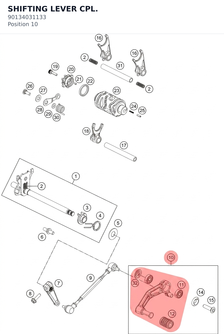 Diagram preview: SHIFTING LEVER CPL. (90134031133)