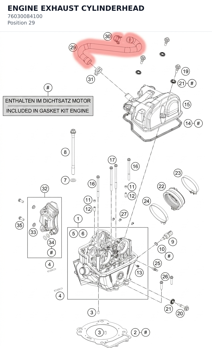 Diagram preview: ENGINE EXHAUST CYLINDERHEAD (76030084100)