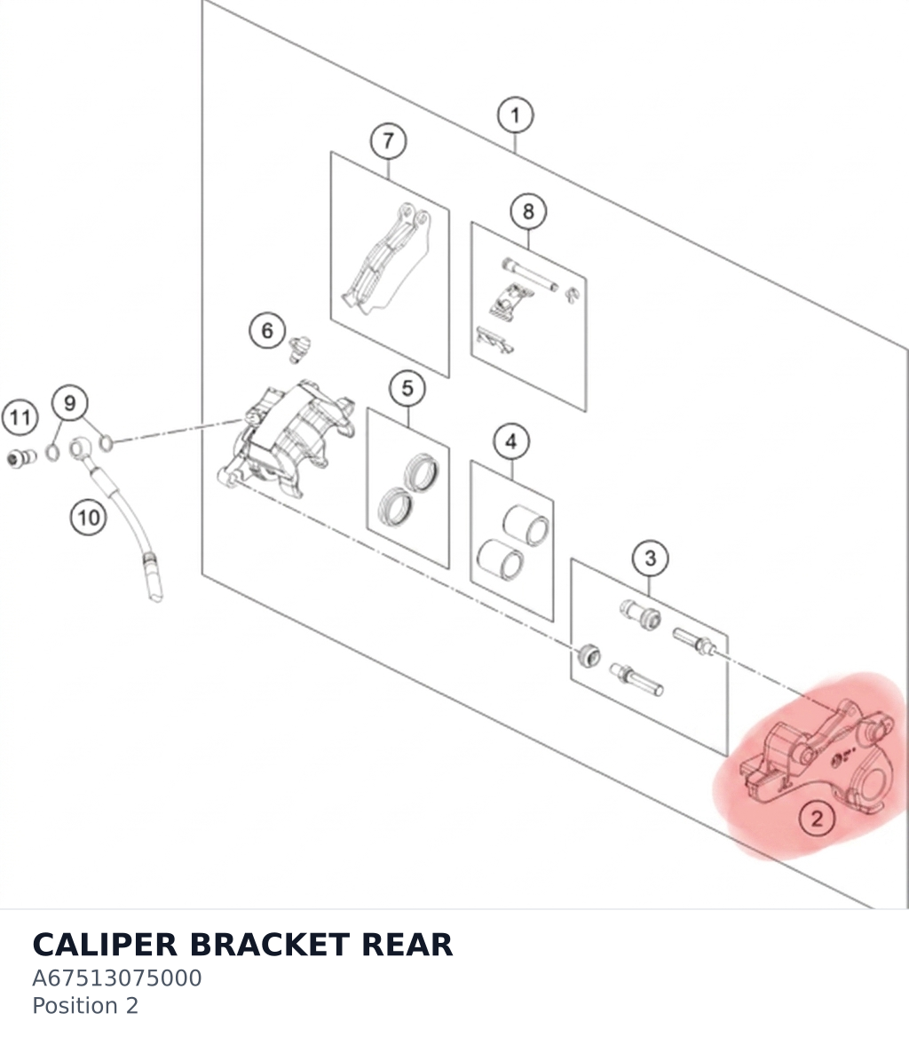 Diagram preview: CALIPER BRACKET REAR (A67513075000)