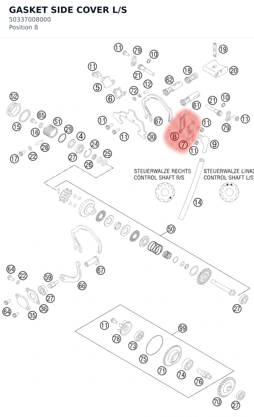 Diagram preview: GASKET SIDE COVER L/S (50337008000)