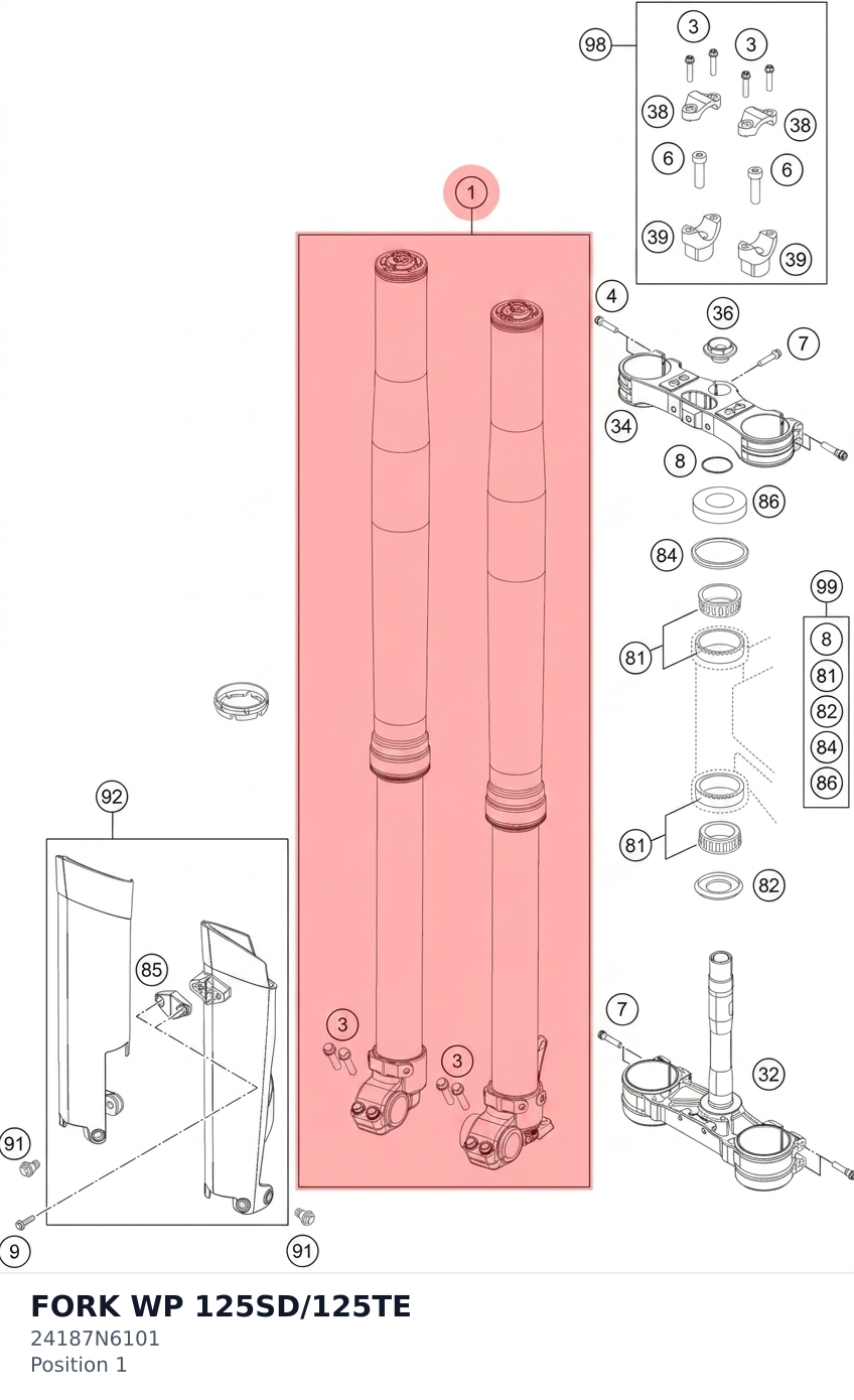 Diagram preview: FORK WP 125SD/125TE (24187N6101)