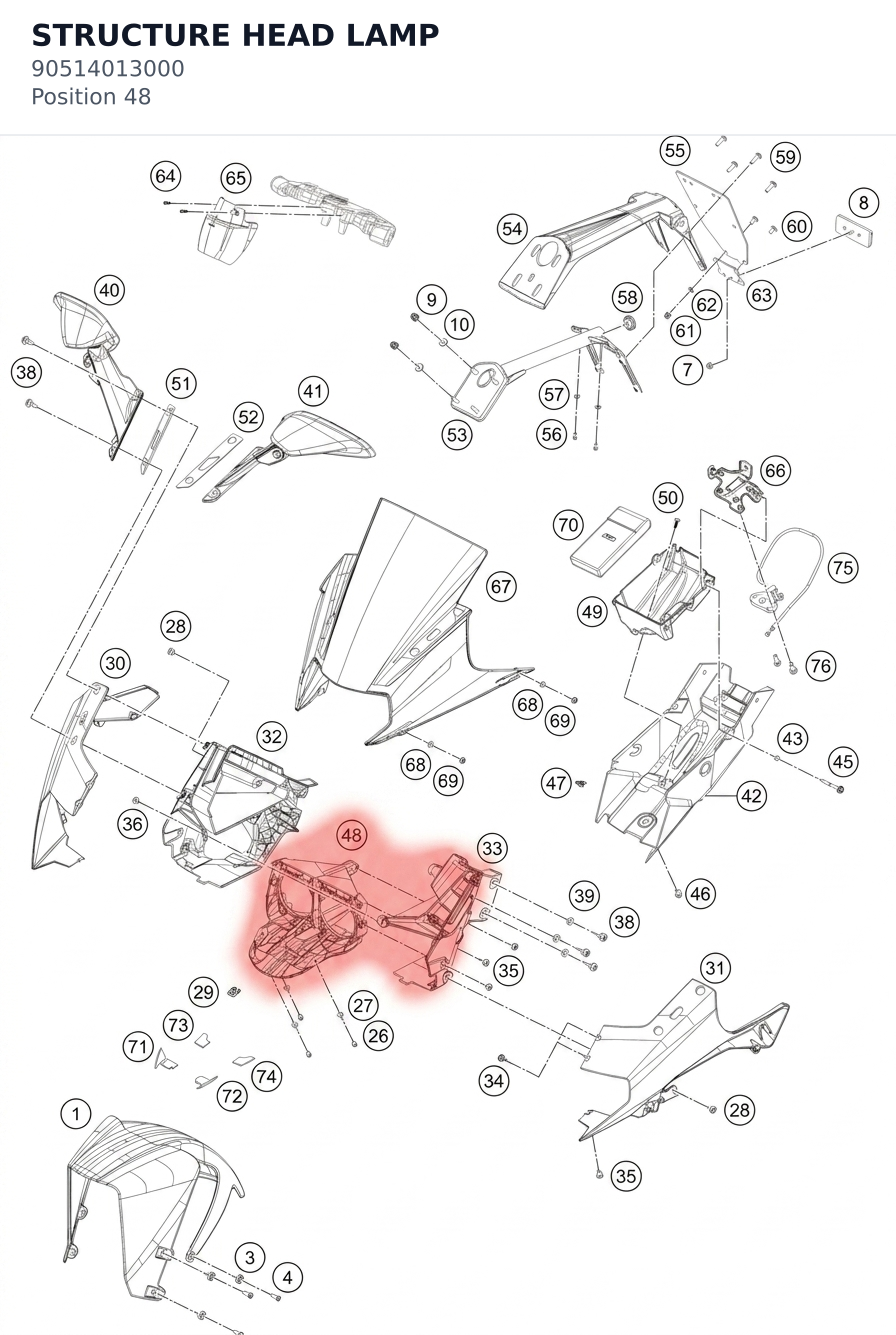 Diagram preview: STRUCTURE HEAD LAMP (90514013000)