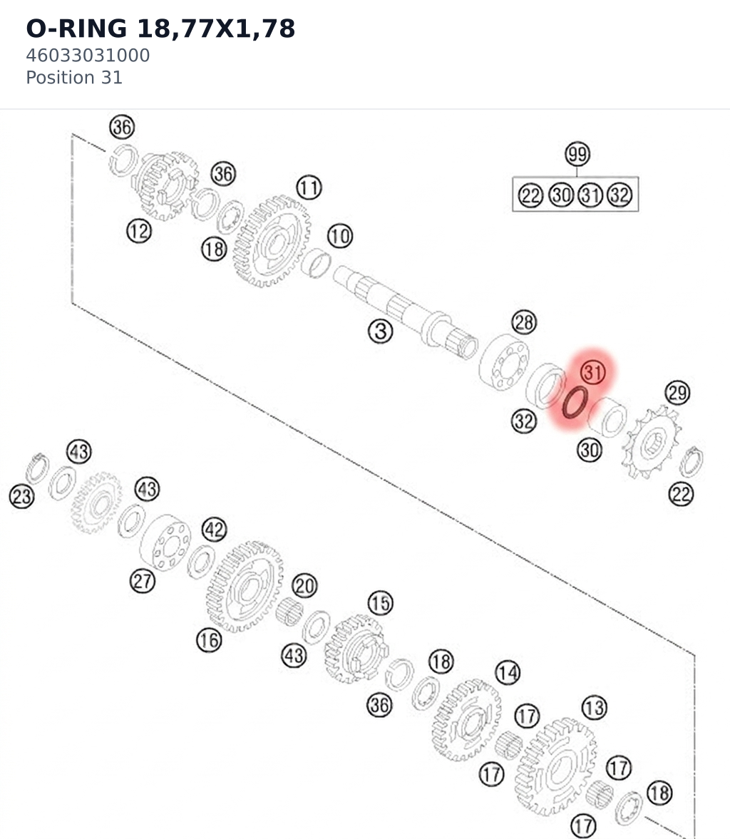 Diagram preview: O-RING 18,77X1,78 (46033031000)