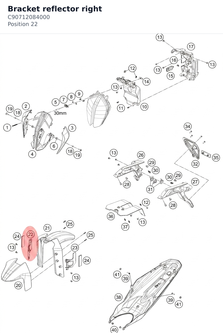 Diagram preview: Bracket reflector right (C90712084000)