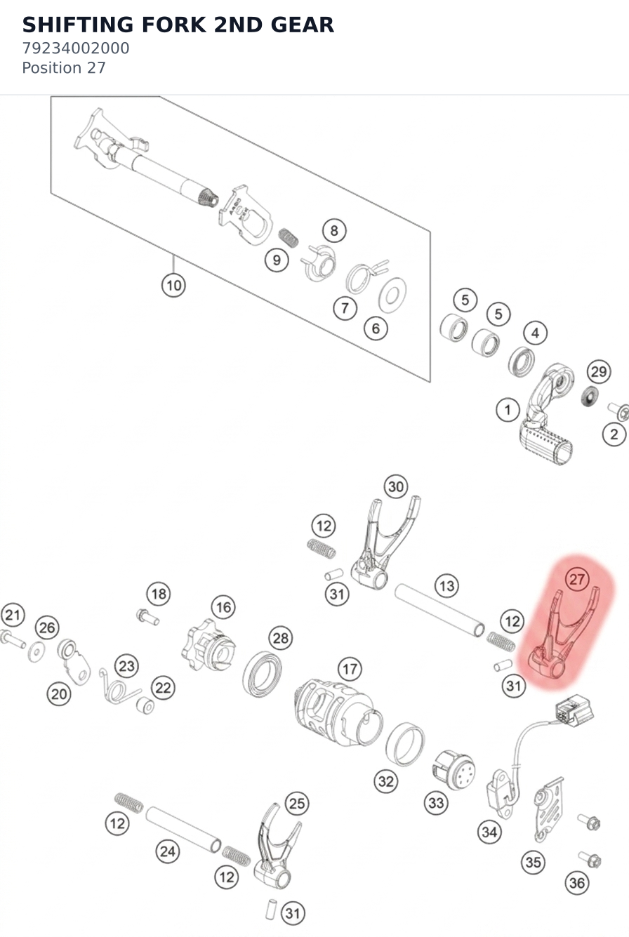 Diagram preview: SHIFTING FORK 2ND GEAR (79234002000)