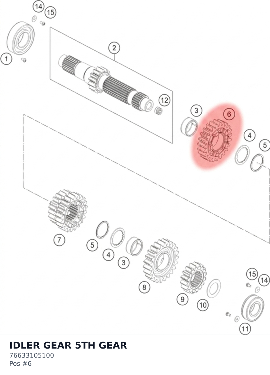 Diagram preview: IDLER GEAR 5TH GEAR (76633105100)